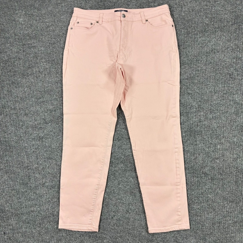 Chaps Womens Ankle Pants Size 12 Pink Stretch Straight Leg Casual Chino Mid Rise